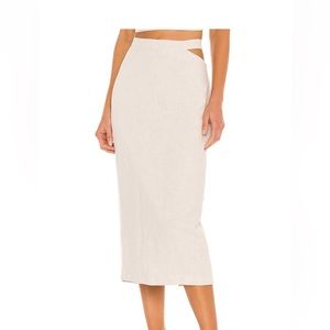 Bardot Midi Cut Out Skirt in Pebble